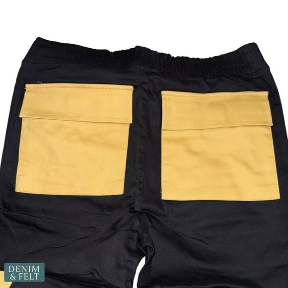 The Hideout Clothing Black Yellow Technical Cargo Pants Joggers Size S NEW - Picture 5 of 11